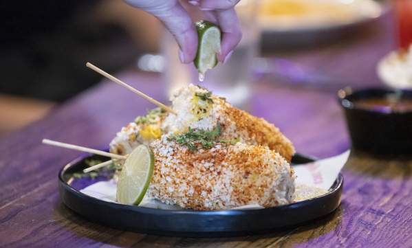 Pink Taco appetizer elotes mexican food