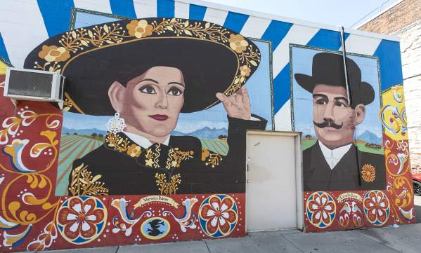 mural of mexican people, latin art