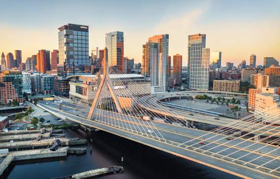 View of the city over the Zakim Bridge