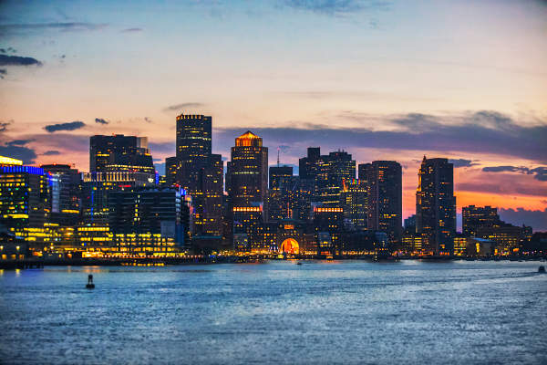 View of Boston's skyline from the water