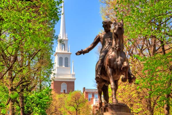 Old North Church and Paul Revere Statue