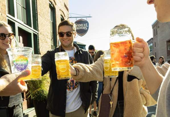 Group of people attending Samuel Adams Oktoberfest