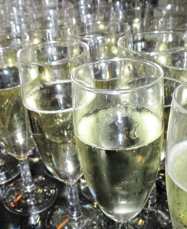 new years eve several champagne glasses filled