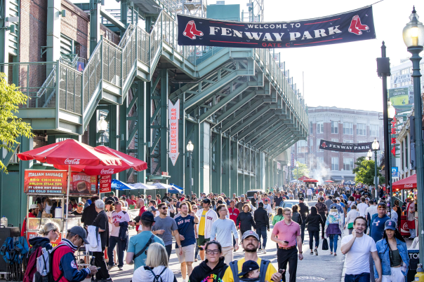 Crowd outside Fenway Park before game