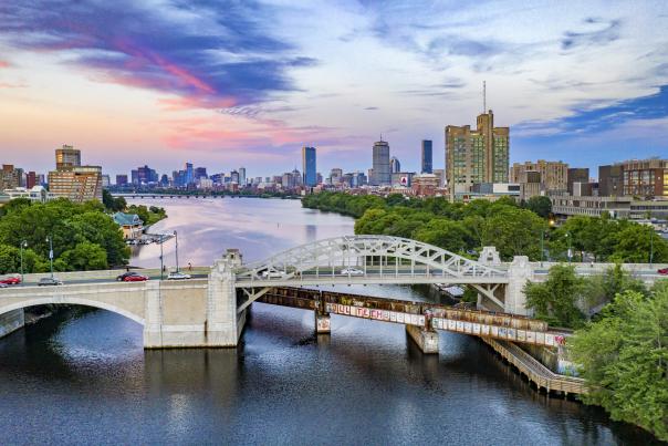 BU Bridge & Back Bay Skyline During Sunset