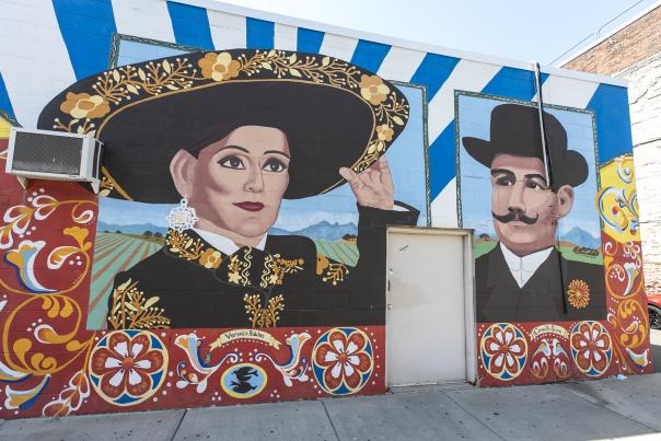 mural of mexican people, latin art