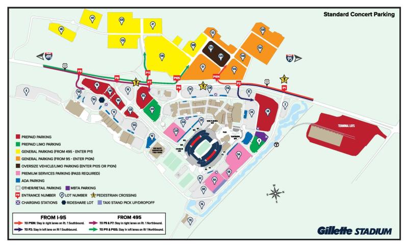 Gillette Stadium General Parking Map