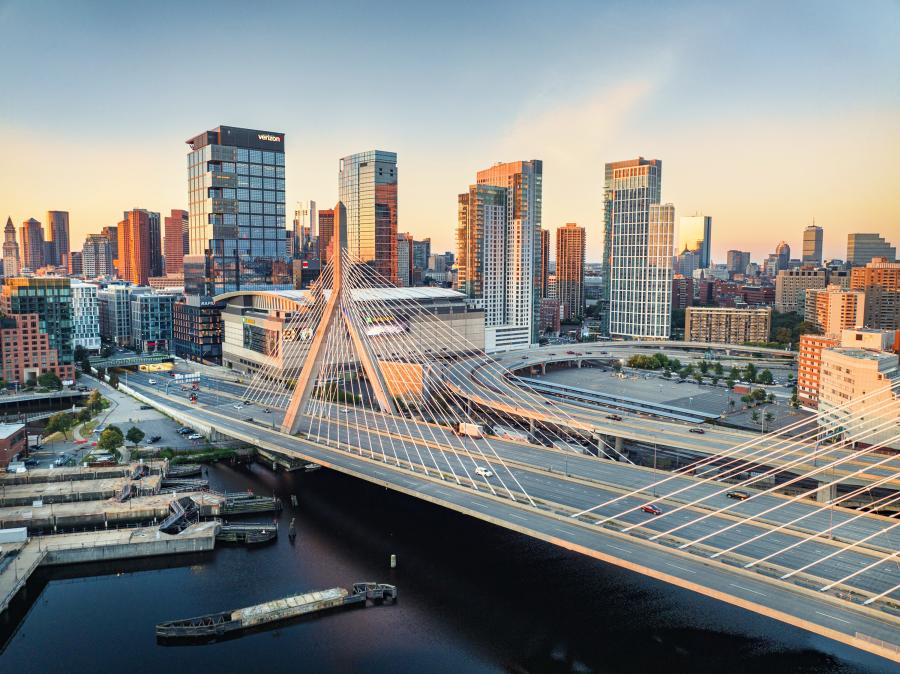 View of the city over the Zakim Bridge