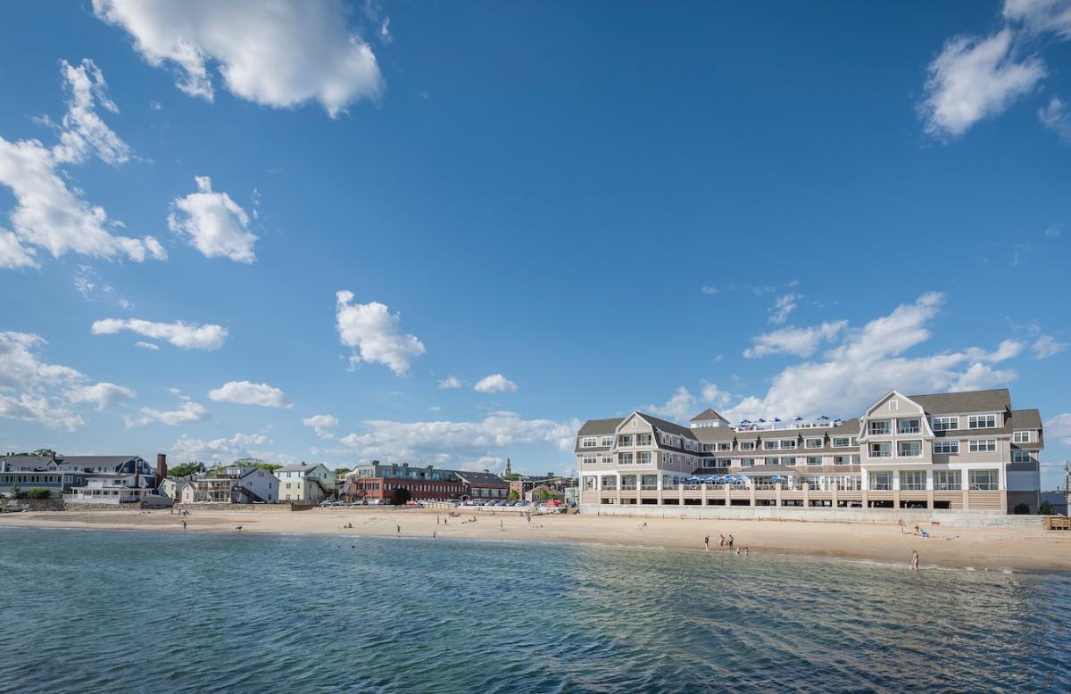 external view of the Beauport hotel including the beach and sky