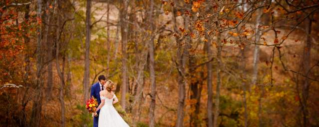Bride and Groom kissing at Durham Springs