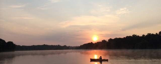 Enjoy a relaxing float on the water as the sun goes down at Core Creek Park.