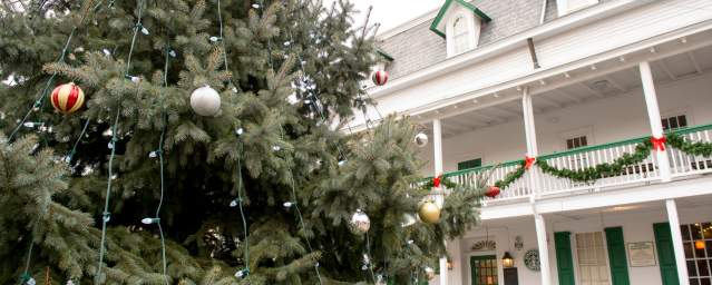 The holidays are a great time to visit Doylestown with outdoor tree decorations and museum activities.