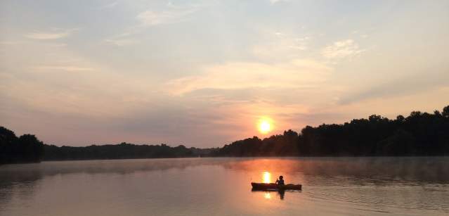 Enjoy a relaxing float on the water as the sun goes down at Core Creek Park.