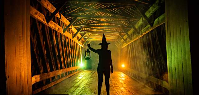 Van Sant covered bridge Halloween