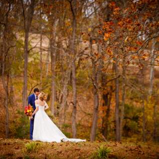 Bride and Groom kissing at Durham Springs