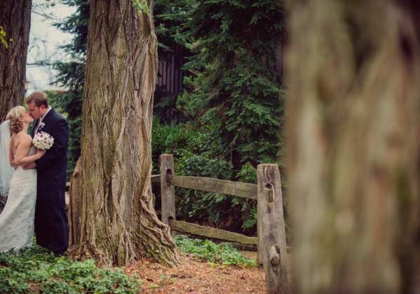 Bridge and groom by trees at Peddler's Village