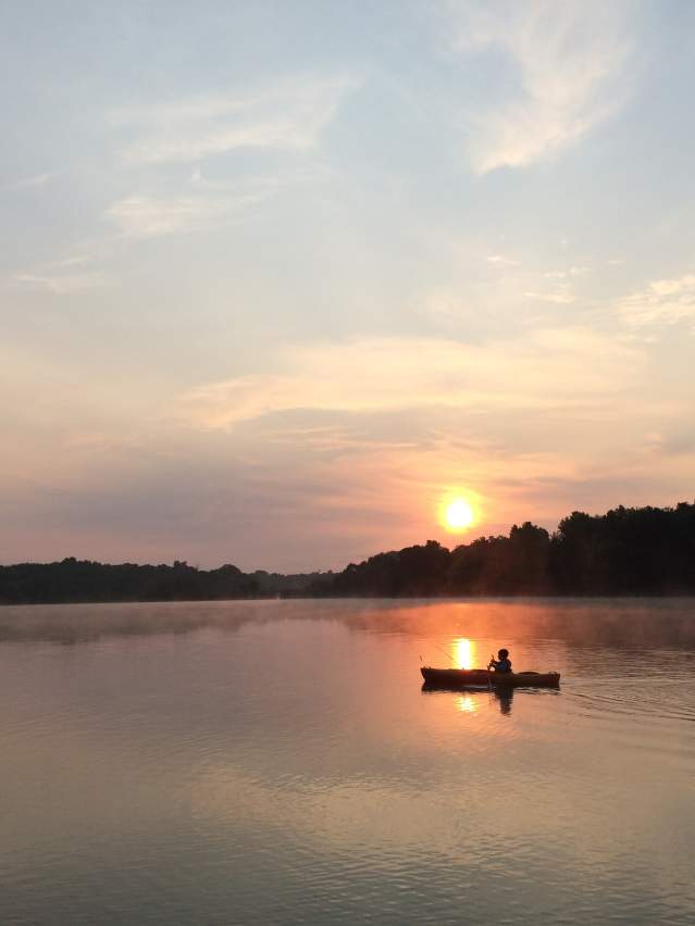 Enjoy a relaxing float on the water as the sun goes down at Core Creek Park.