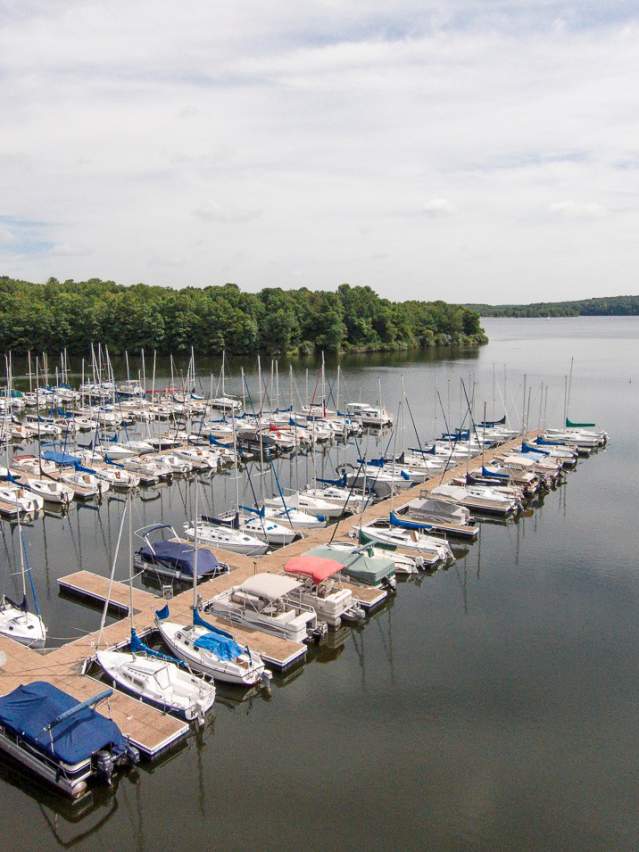 Aerial footage of Nockamixon State Park