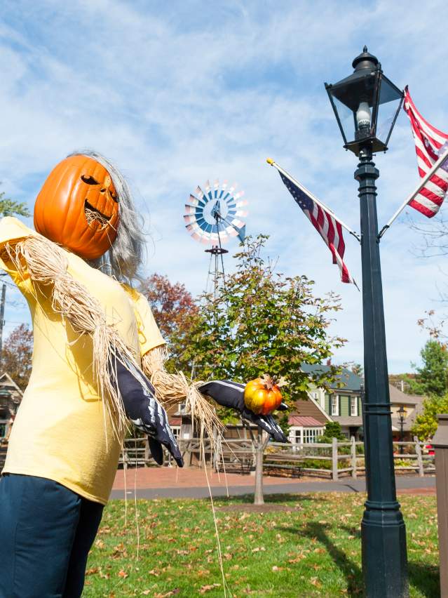 Visitors can view the quirky and colorful creations on display throughout the Village at the annual Scarecrow Festival at Peddler's Village in Lahaska.