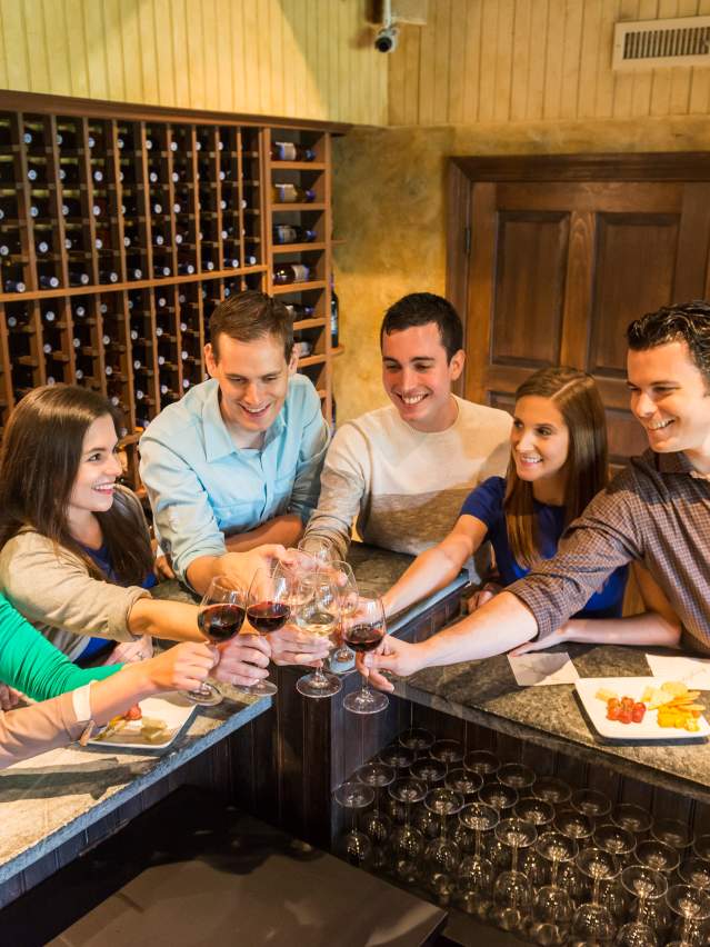 Group cheers at Crossing Vineyards