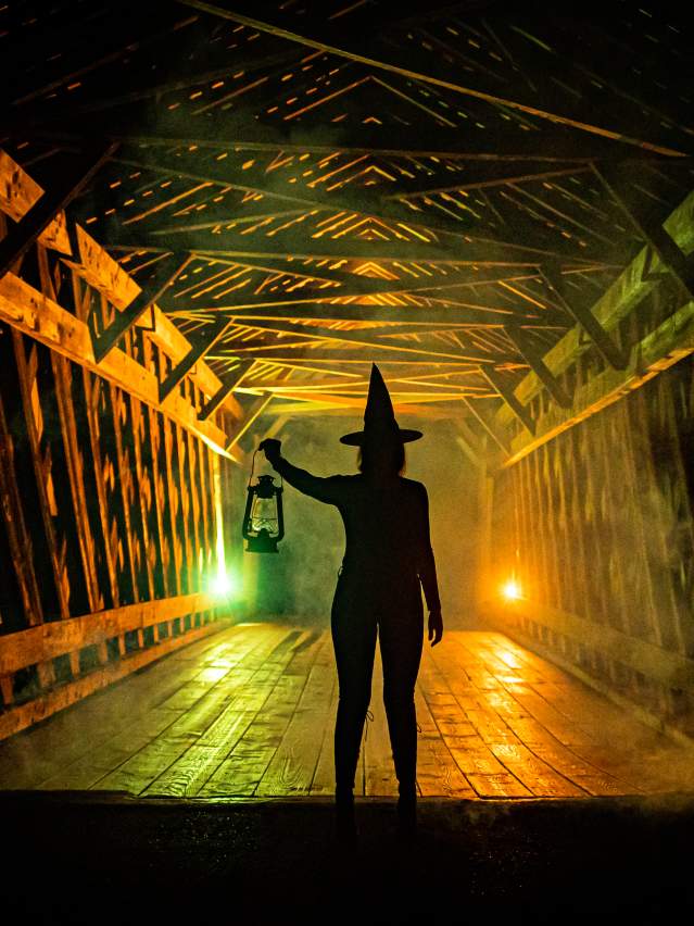 Van Sant covered bridge Halloween