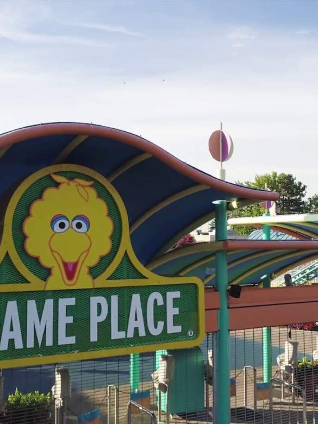 Aerial footage of Sesame Place in Bucks County