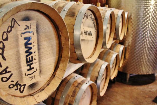 Each barrel of Hewn Spirits, from their Shipmate Gold Rum to the Red Barn Rye Whiskey is made from grains grown less than 10 miles from the distillery.