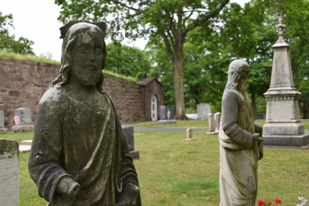 Stone figure in cemetery