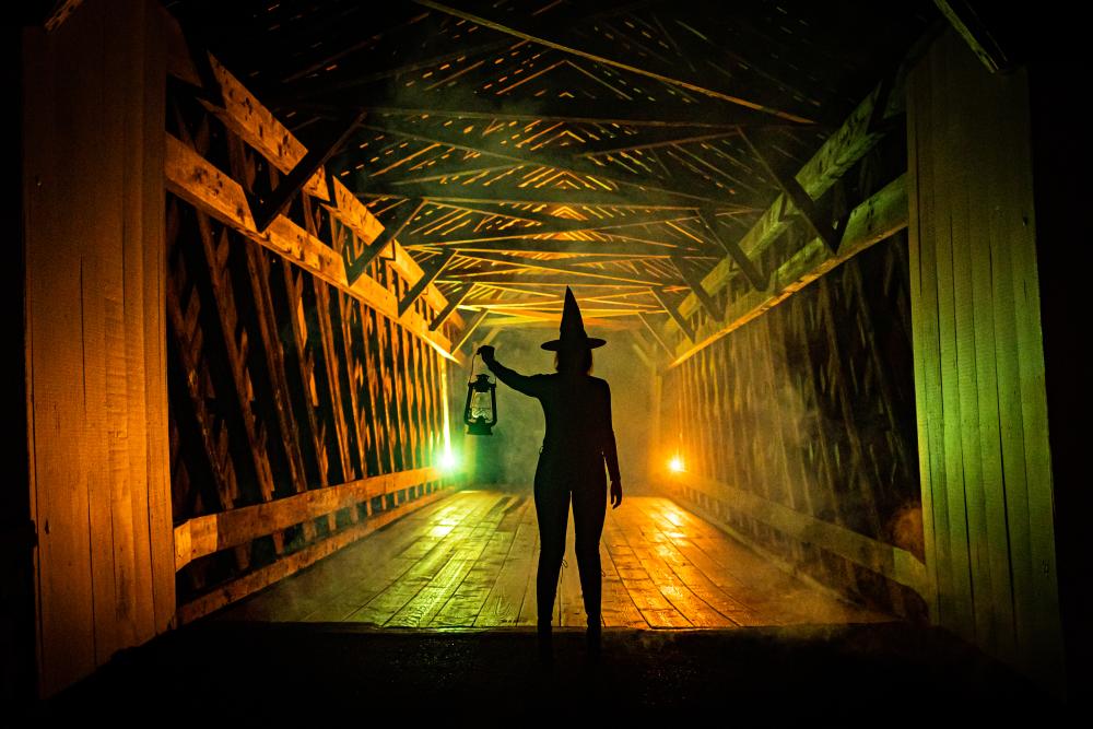 Van Sant covered bridge Halloween