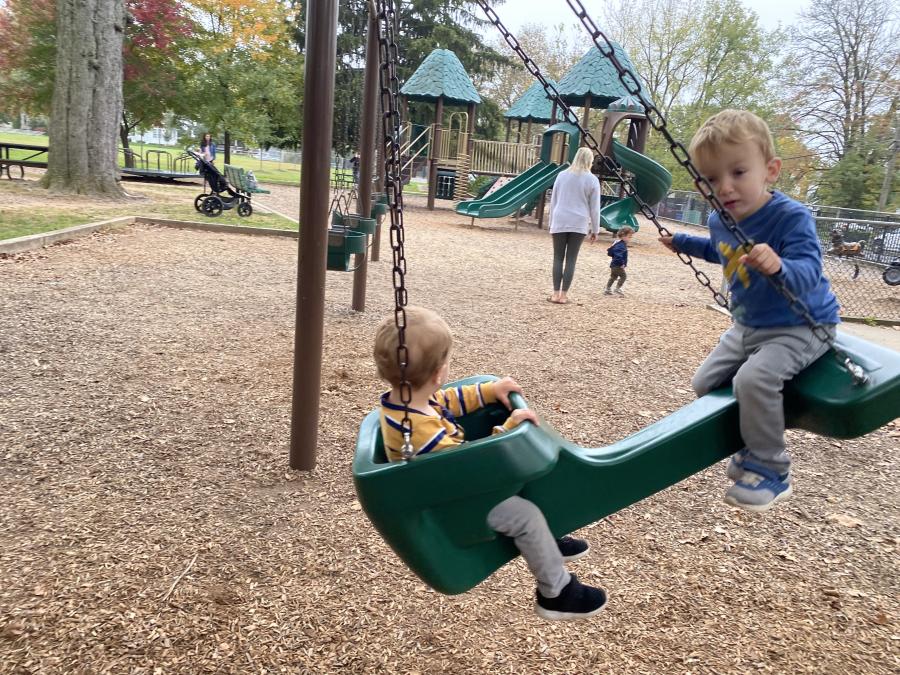 Children On A Swing At Burpee Park