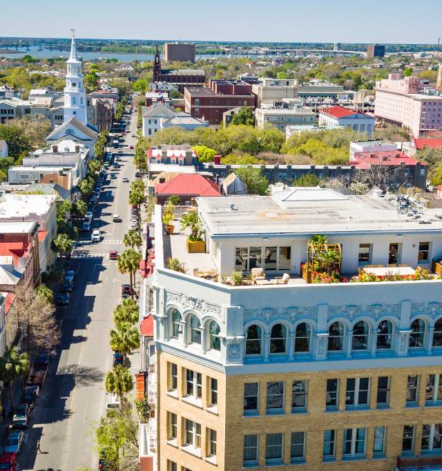 Birds eye view of downtown Charleston