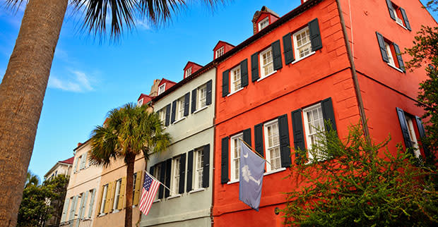 Red and white building 