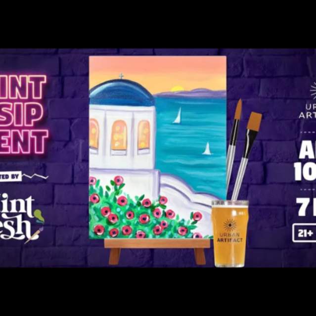 'Santorini, Greece' Paint and Sip at Urban Artifact