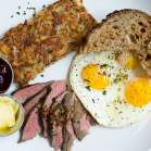 Breakfast food on a plate at a breakfast restaurant in Cincinnati