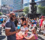 Man Having Fun on Fountain Square during Vibe