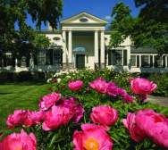 Pink peonies in front of the Taft Museum of Art (photo: Taft Museum of Art)