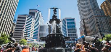 the Tyler Davidson Fountain in downtown Cincinnati