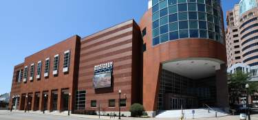 The exterior of the Northern Kentucky Convention Center showing the main entrance