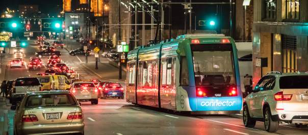 Streetcar at night