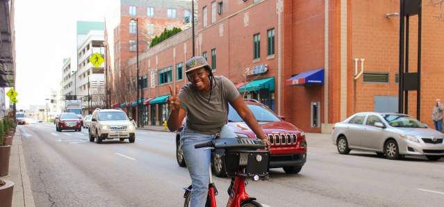 Red Bike - Girl on bike