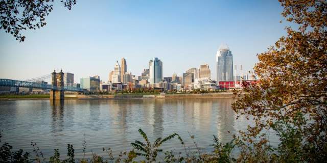 View of Ohio River and Cincinnati skyline