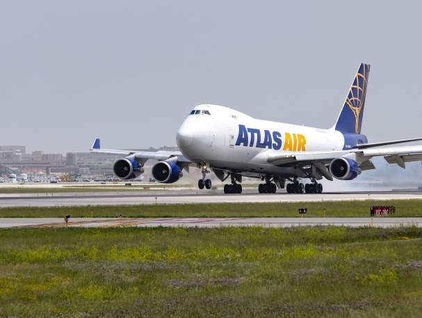 An airplane with the Atlas Air logo.