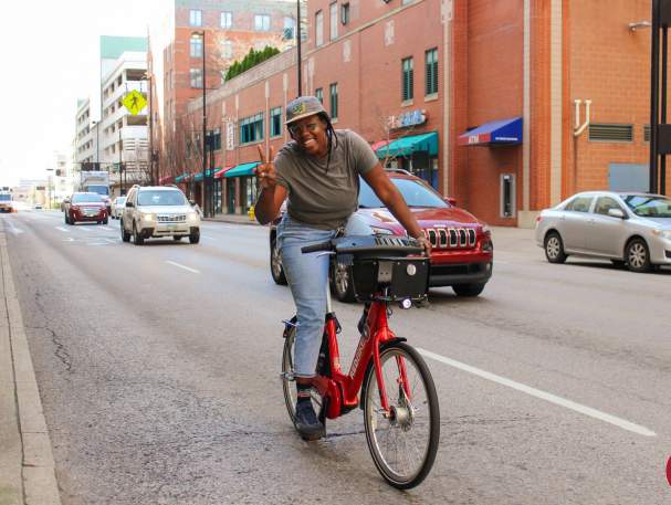 Red Bike - Girl on bike
