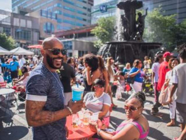 Man Having Fun on Fountain Square during Vibe