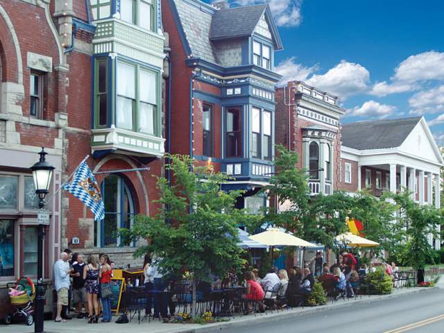 A row of Nineteenth Century homes in Mainstrasse Village
