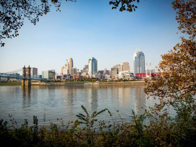 View of Ohio River and Cincinnati skyline