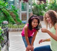 two children enjoying an exhibit at Krohns Conservatory