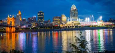 View of downtown Cincinnati at nighttime