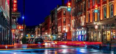 Long exposure shot of Street at night