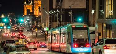 Streetcar at night